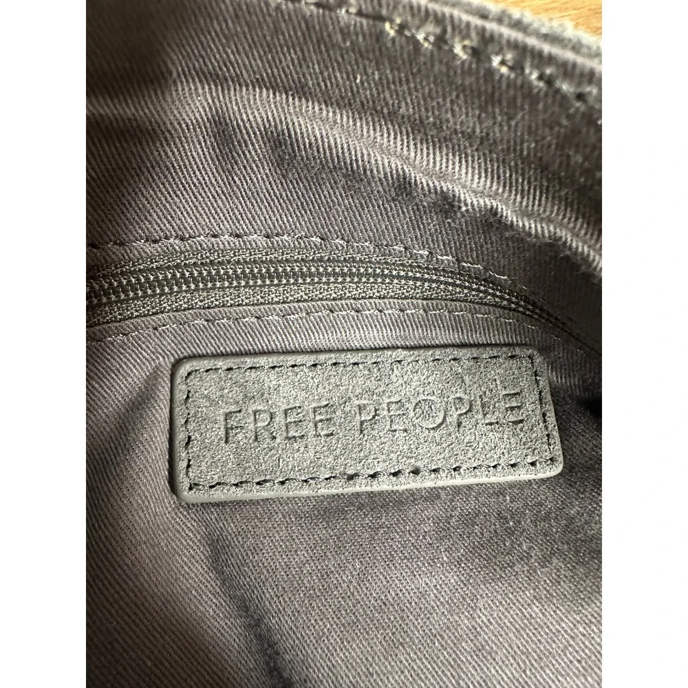 NWOT Free People Suede Caravan Tote Bag Charcoal Grey Slouchy Purse